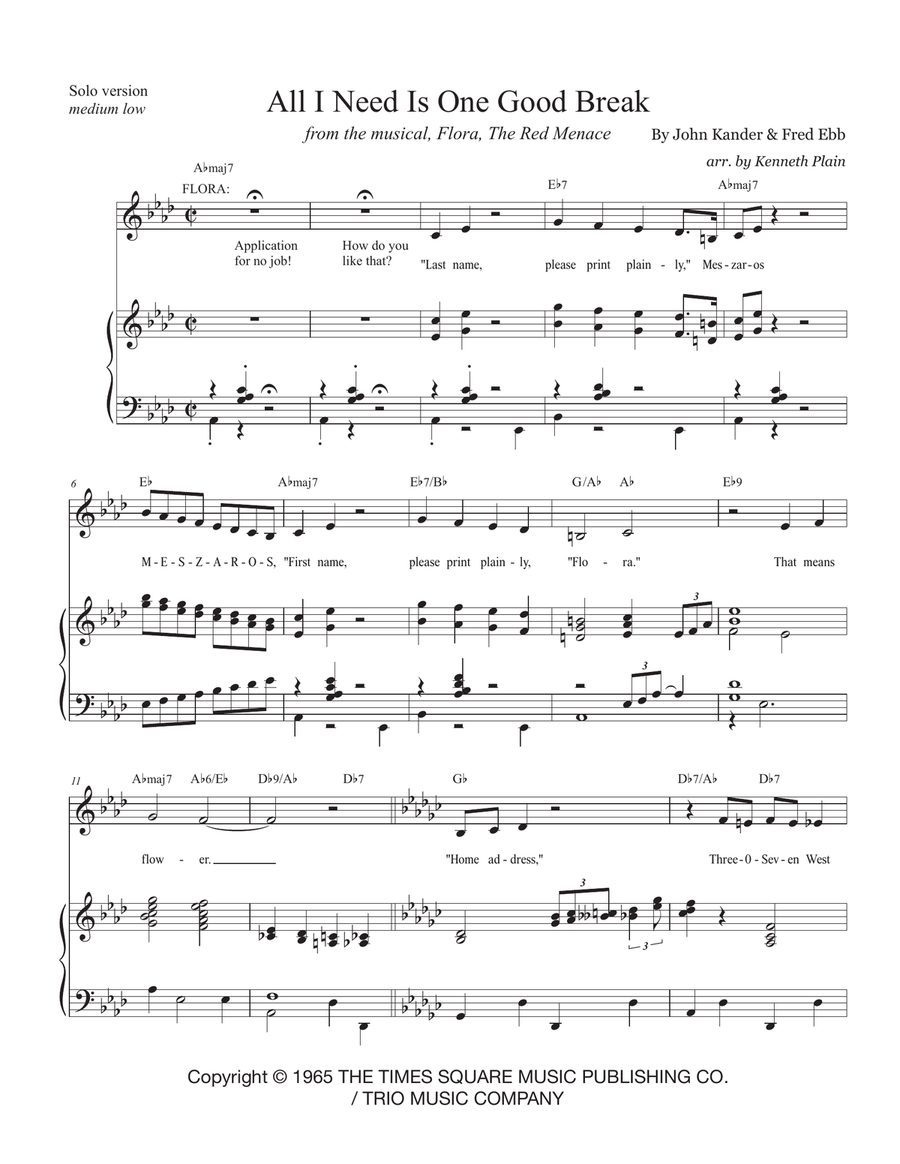 All I Need Is One Good Break Medium Voice scores gallery preview page 1
