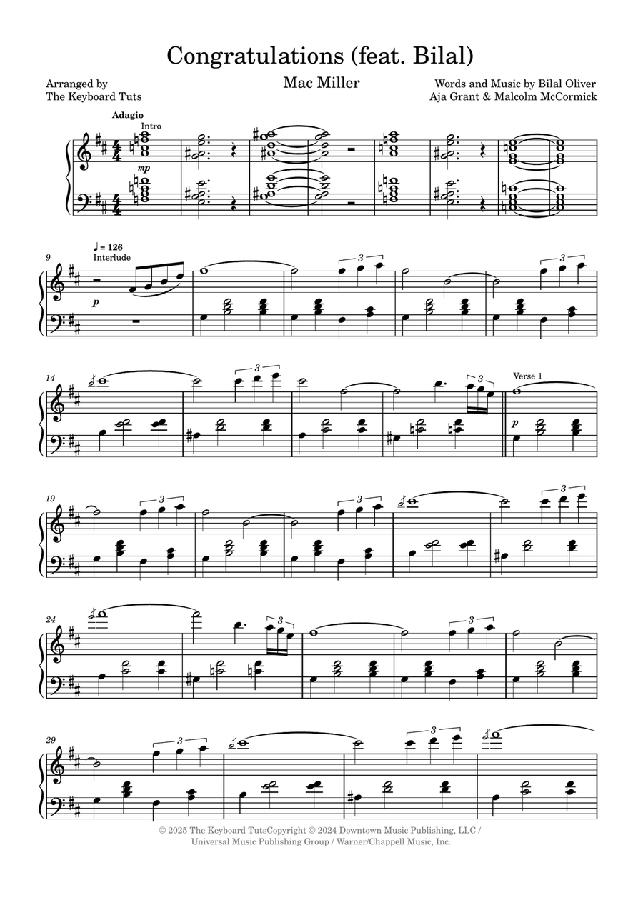 Congratulations Piano Solo scores gallery preview page 1