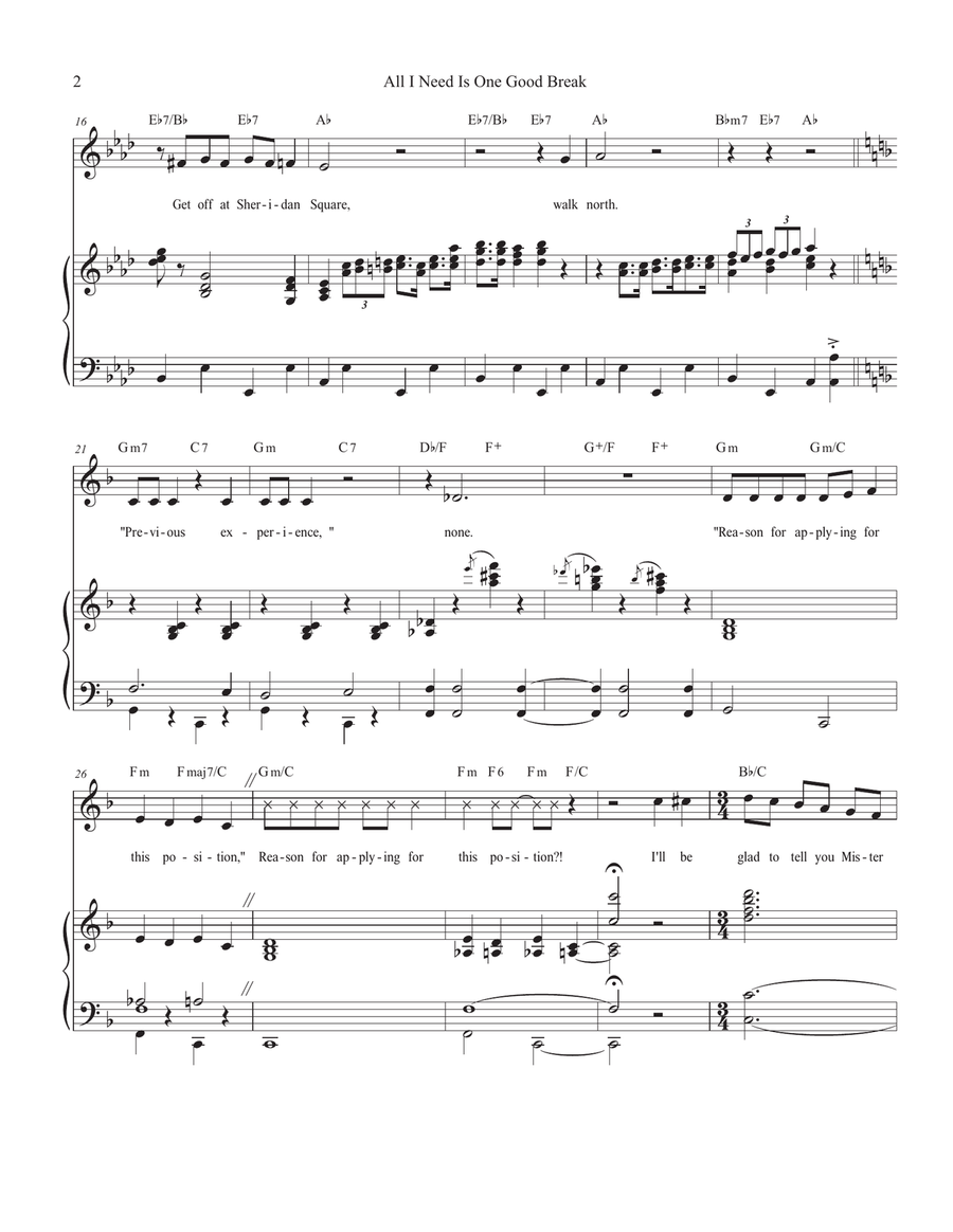 All I Need Is One Good Break Mezzo-Soprano Voice scores gallery preview page 2