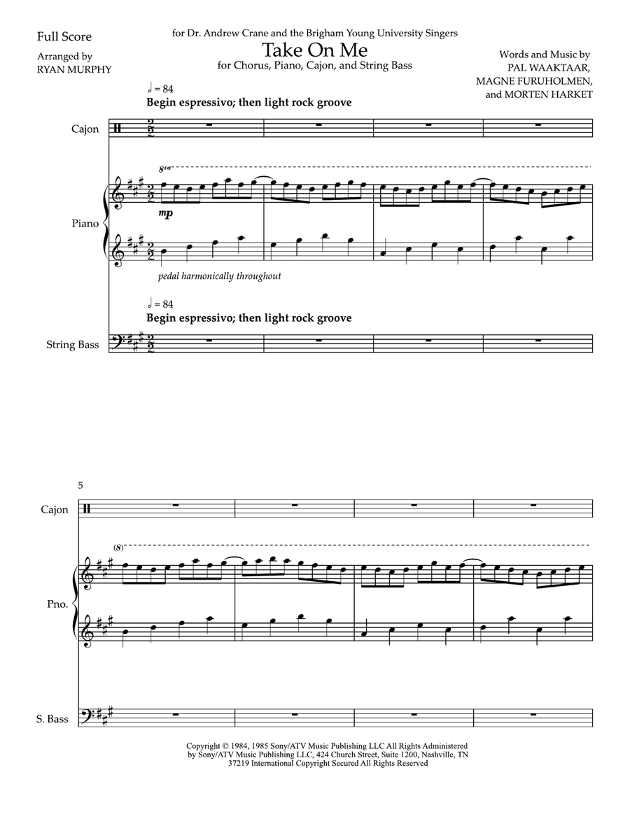Take On Me Divisi scores gallery preview page 1