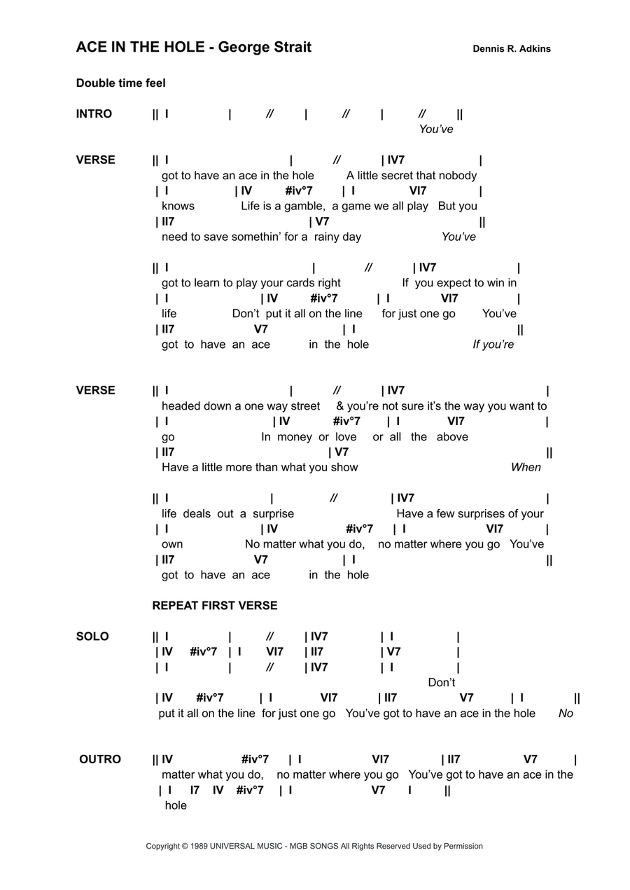 Ace In The Hole Ace In The Hole Piano scores gallery preview page 1