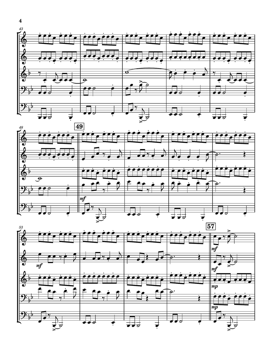 The Lion Sleeps Tonight Brass Quintet scores gallery preview page 4