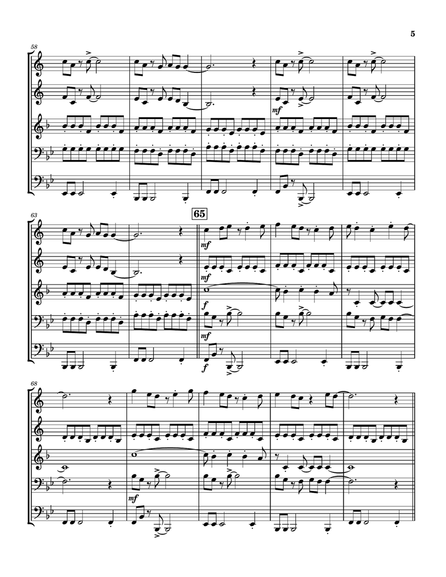 The Lion Sleeps Tonight Brass Quintet scores gallery preview page 5