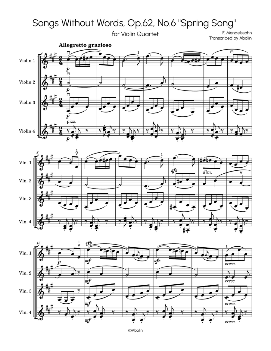 Mendelssohn: Lieder ohne Worte (Songs Without Words), Op.62, No.6, 