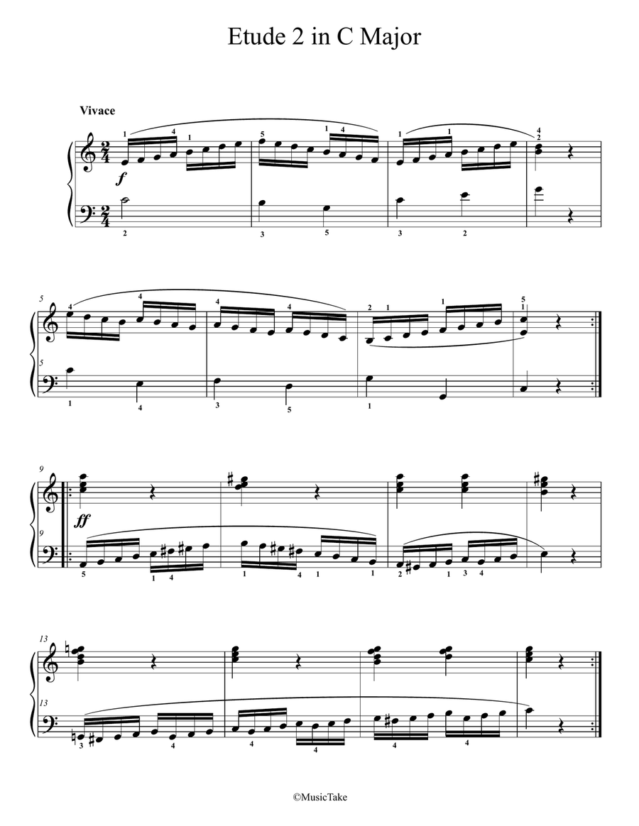 Gurlitt Etude 2 in C Major Piano Method scores gallery preview page 1