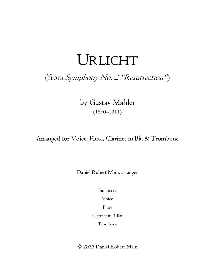 Urlicht, from Sym. No. 2 in C Minor Small Ensemble scores gallery preview page 1