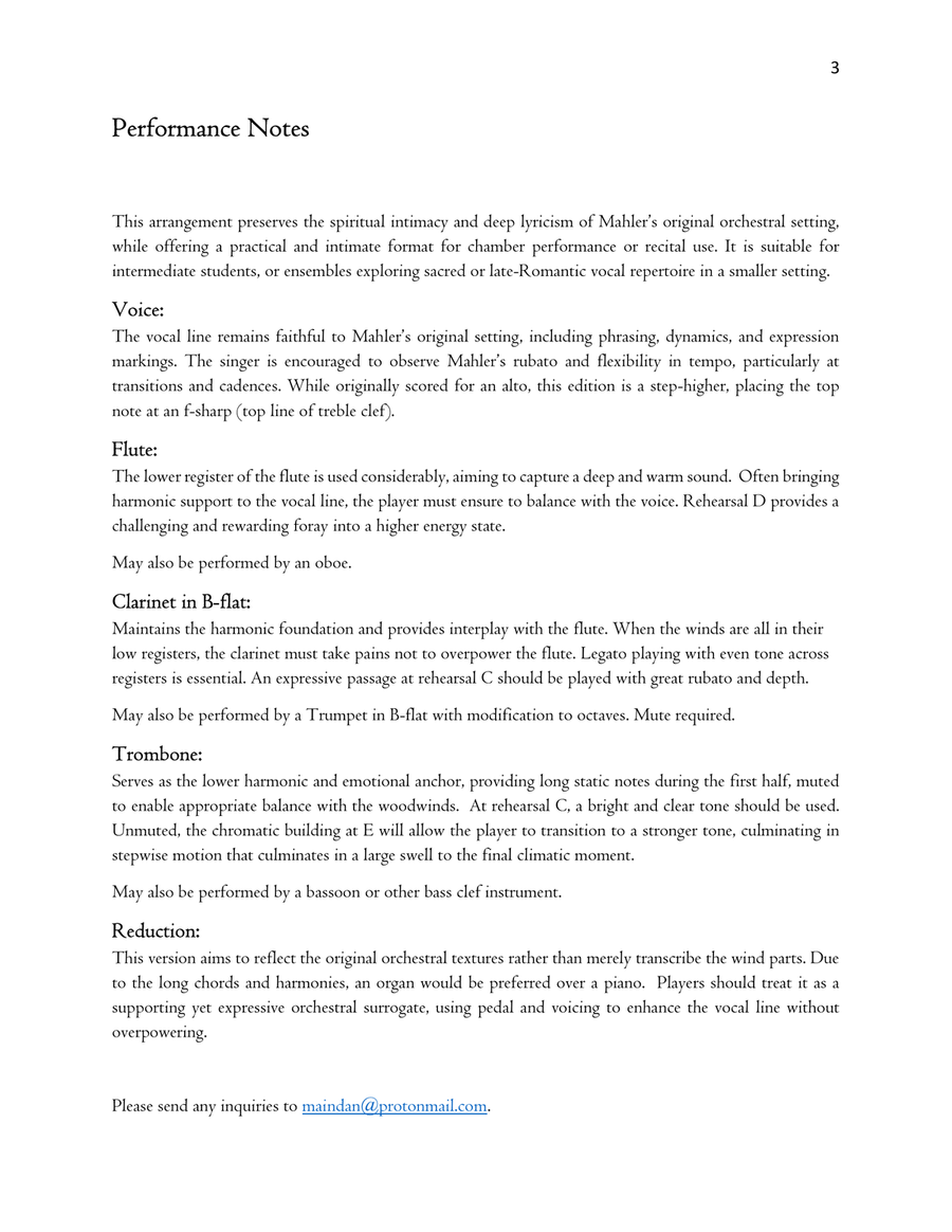 Urlicht, from Sym. No. 2 in C Minor Small Ensemble scores gallery preview page 3
