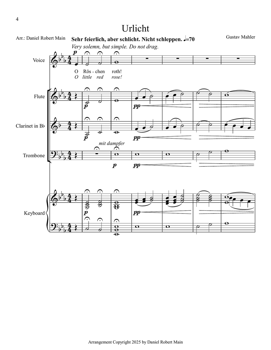 Urlicht, from Sym. No. 2 in C Minor Small Ensemble scores gallery preview page 4