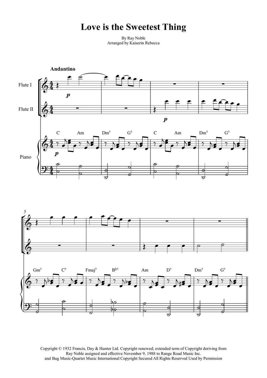 Love Is The Sweetest Thing Woodwind Duet scores gallery preview page 1