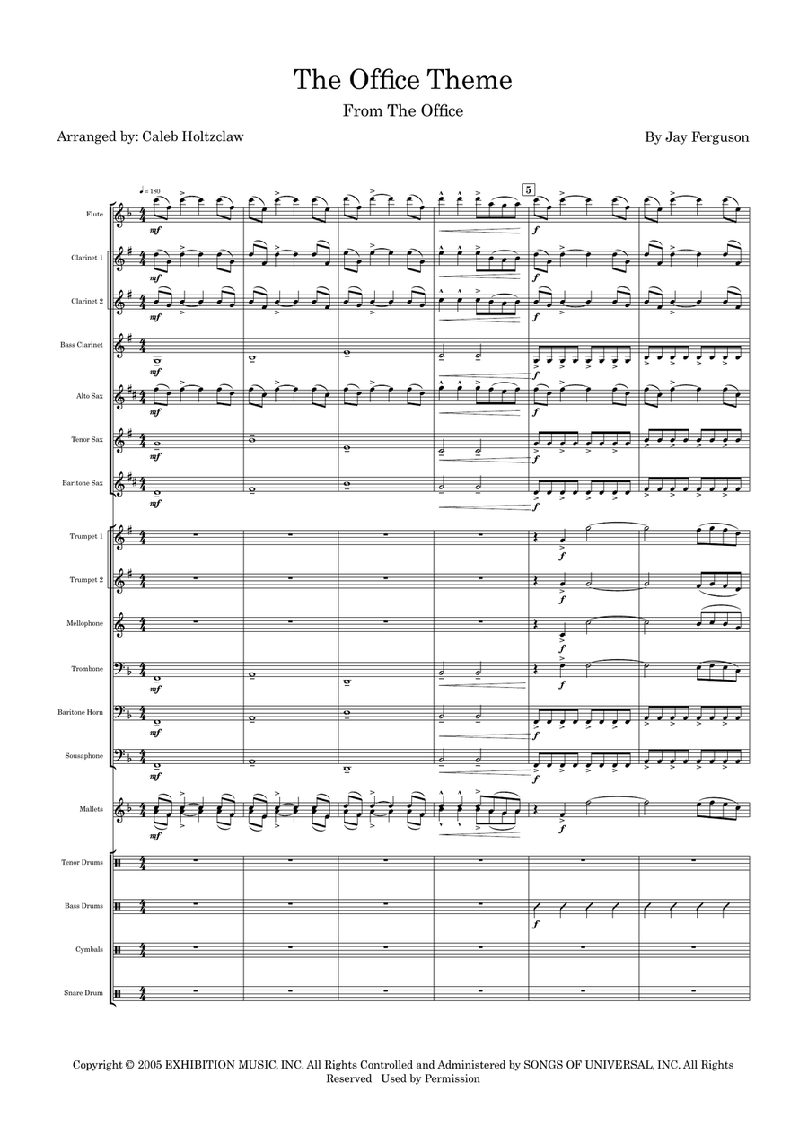 The Office - Theme Marching Band scores gallery preview page 1