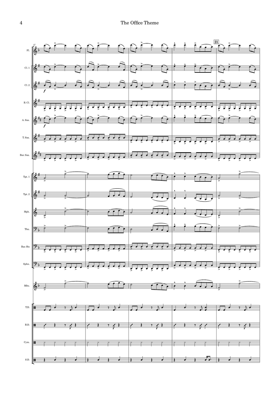The Office - Theme Marching Band scores gallery preview page 4