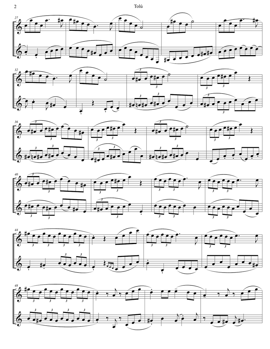 Tolu Tolu Clarinet Duet scores gallery preview page 2