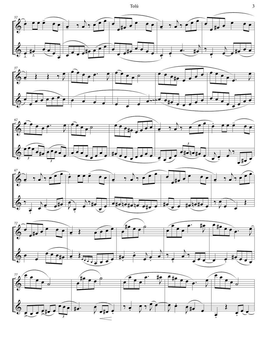 Tolu Tolu Clarinet Duet scores gallery preview page 3