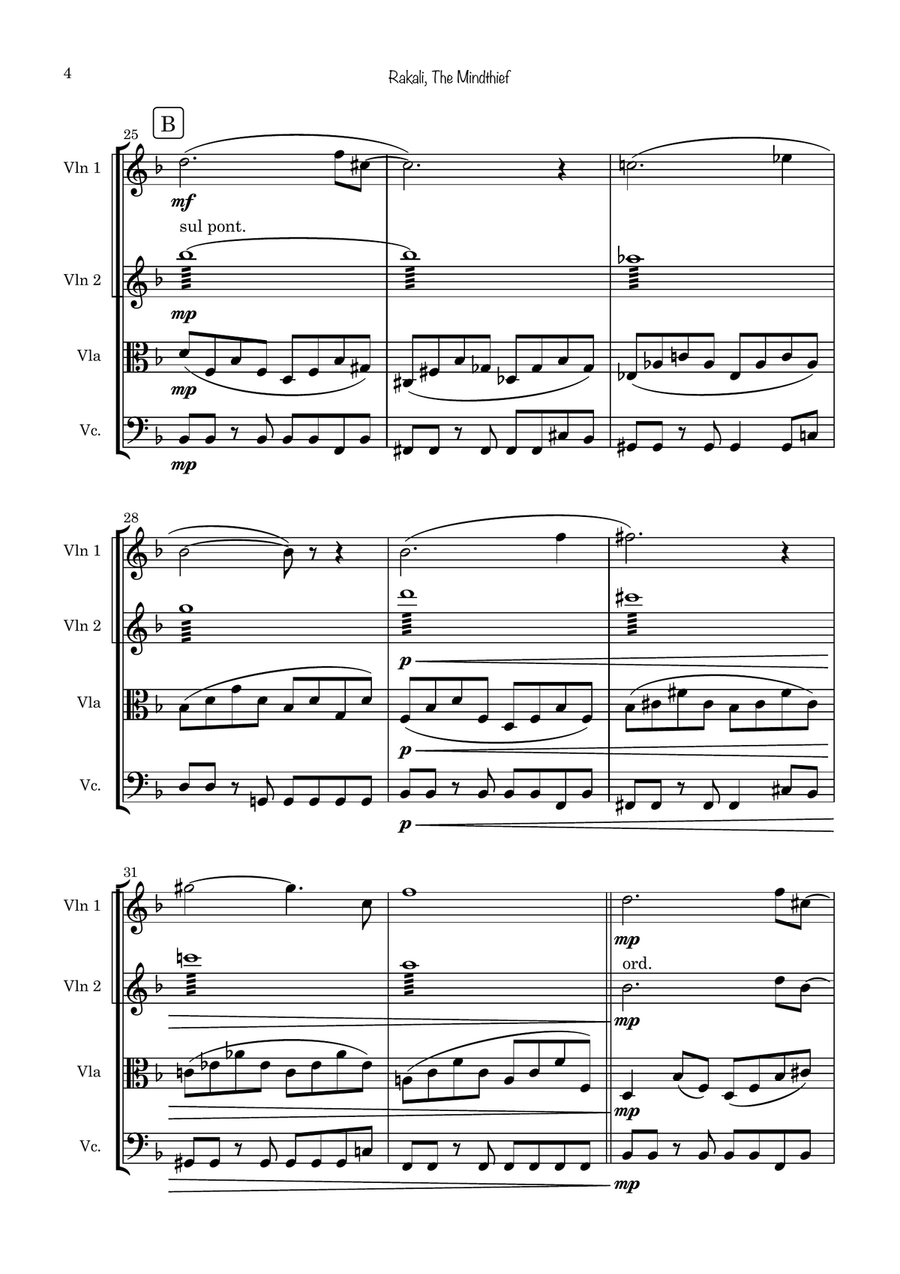 Rakali, The Mindthief String Quartet scores gallery preview page 4