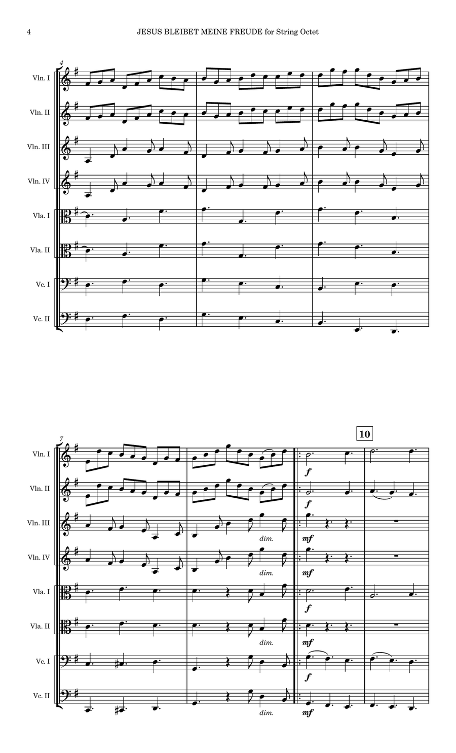 Jesus Bleibet Meine Freude for String Octet (Jesu, Joy of Man's Desiring) Large Ensemble scores gallery preview page 4
