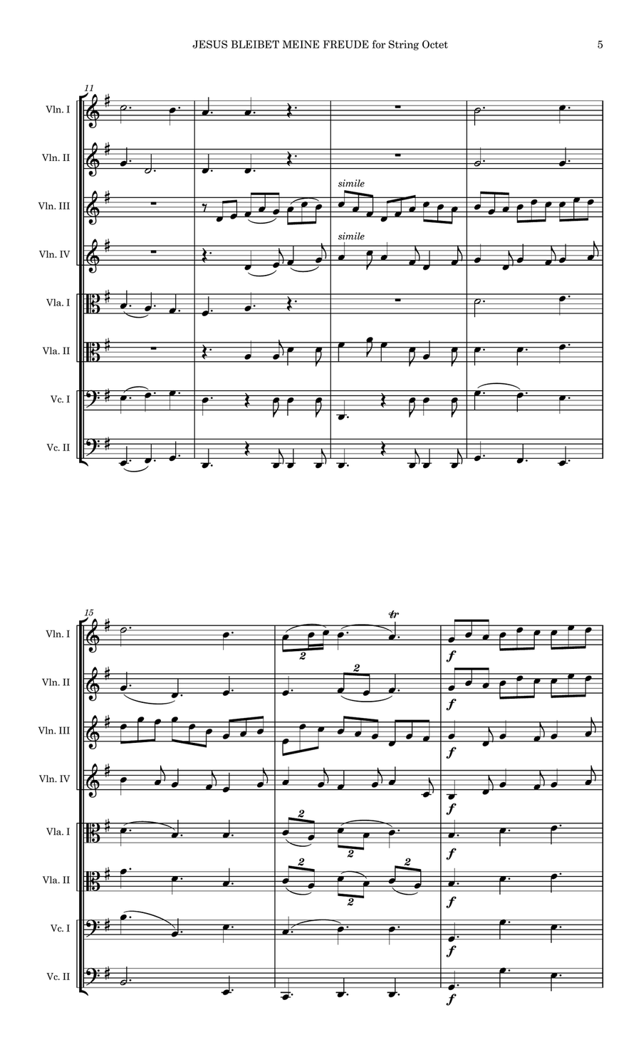 Jesus Bleibet Meine Freude for String Octet (Jesu, Joy of Man's Desiring) Large Ensemble scores gallery preview page 5
