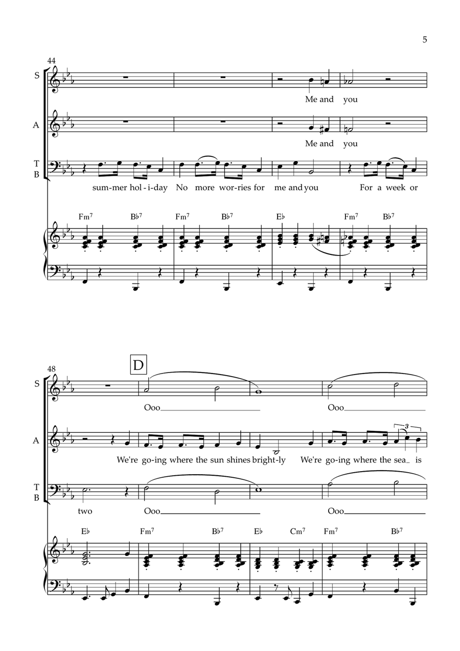 Medley: In The Summertime with Summer Holiday and Under The Boardwalk 4-Part scores gallery preview page 6