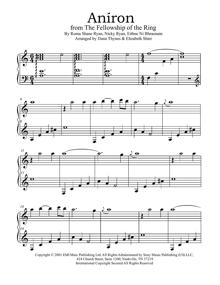 Aníron Aníron Piano Solo scores gallery preview page 1