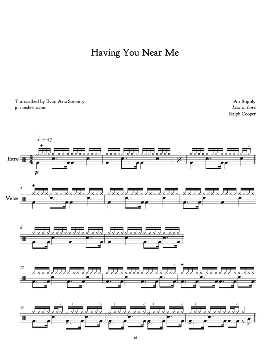 Having You Near Me Having You Near Me Drum Set scores gallery preview page 1
