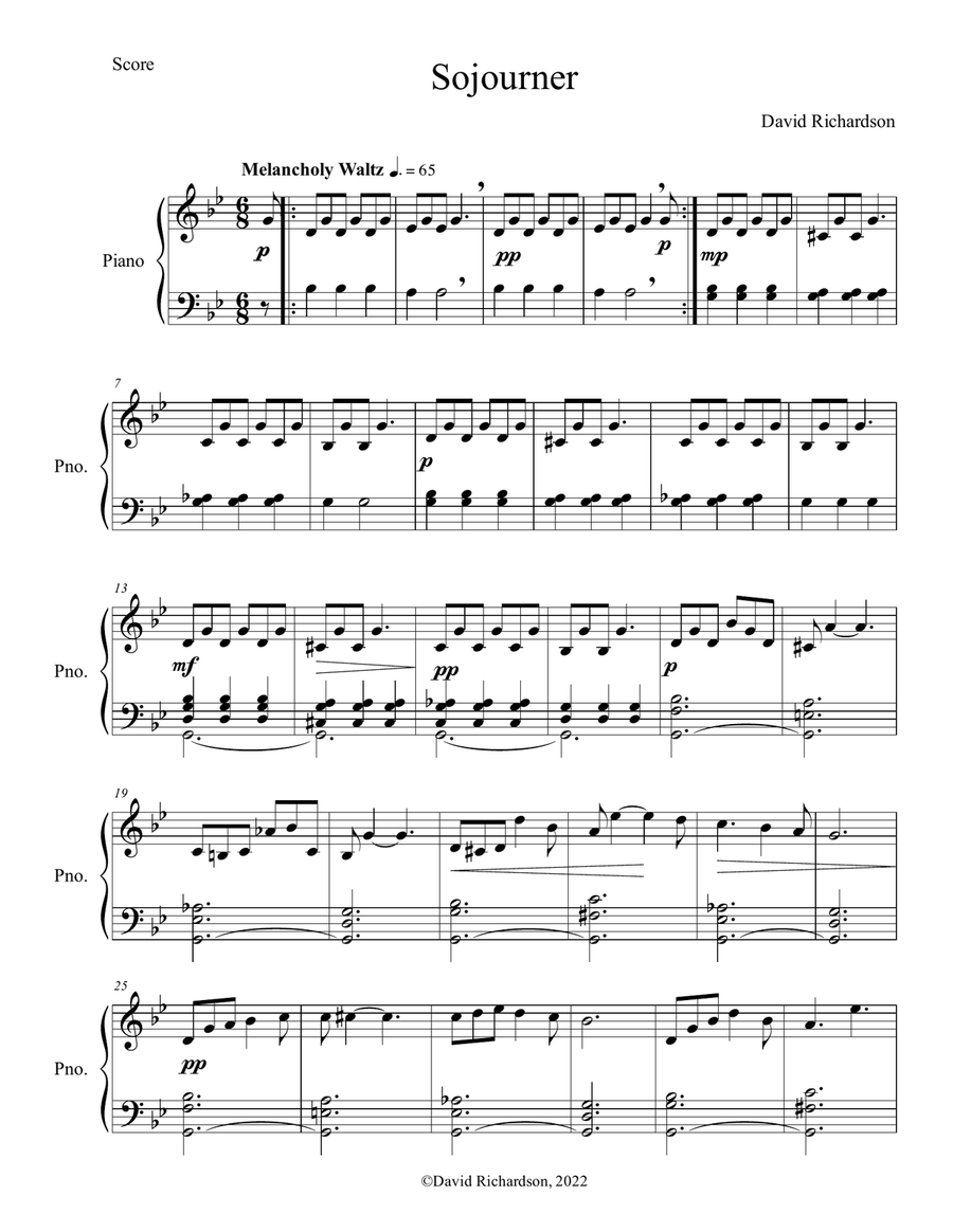 Sojourner Sojourner Piano, Vocal scores gallery preview page 1