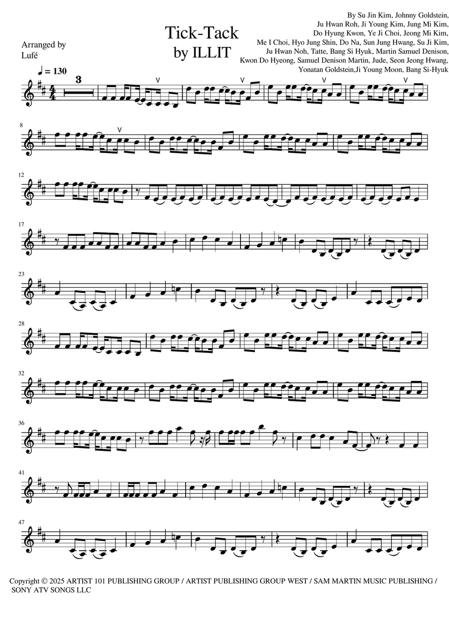 Tick Tack Tick Tack Violin Solo scores gallery preview page 1