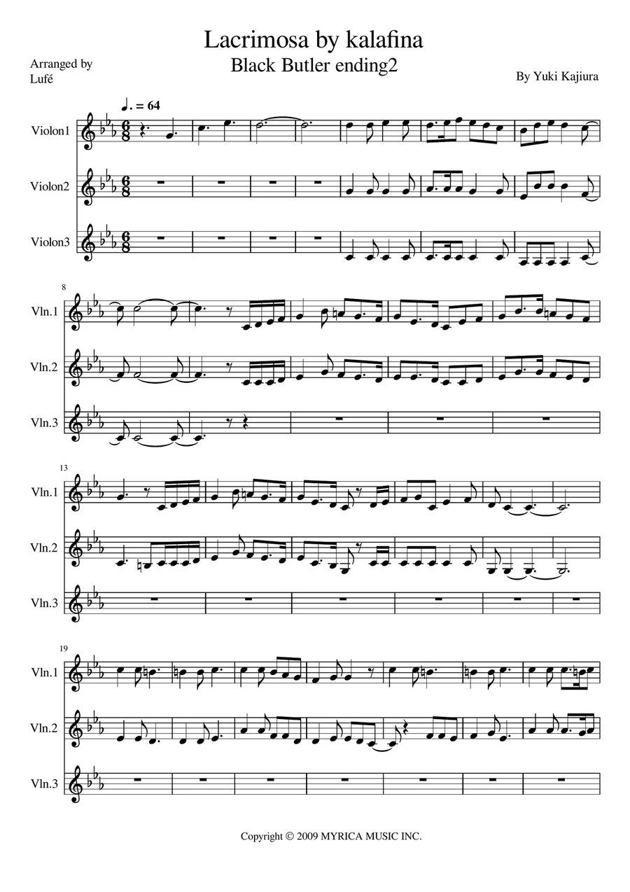 Lacrimosa Lacrimosa Violin Solo scores gallery preview page 1