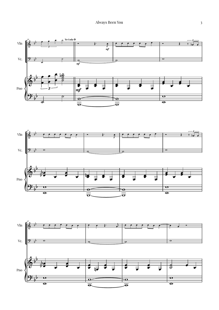 Always Been You Piano Trio scores gallery preview page 3