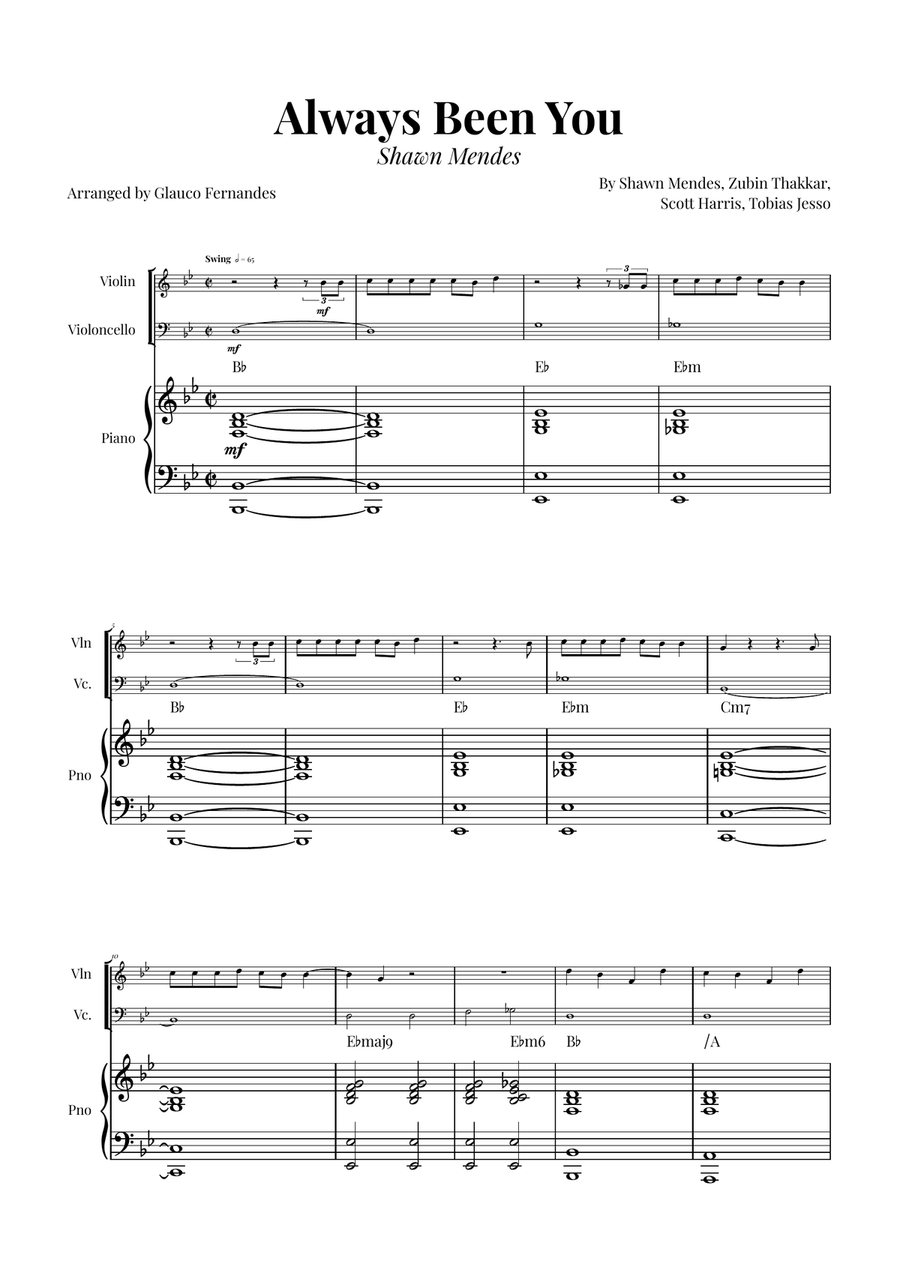 Always Been You Piano Trio scores gallery preview page 1