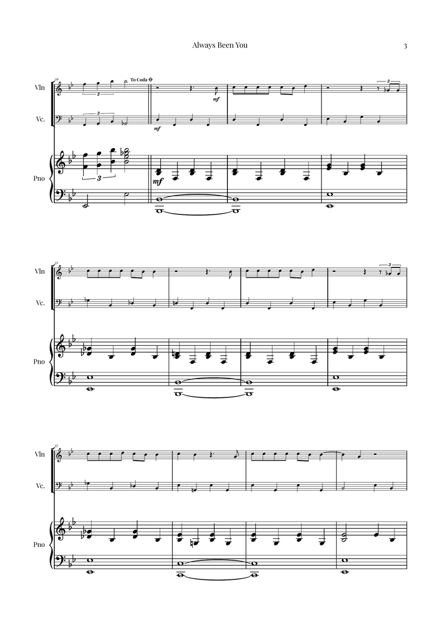 Always Been You Piano Trio scores gallery preview page 3