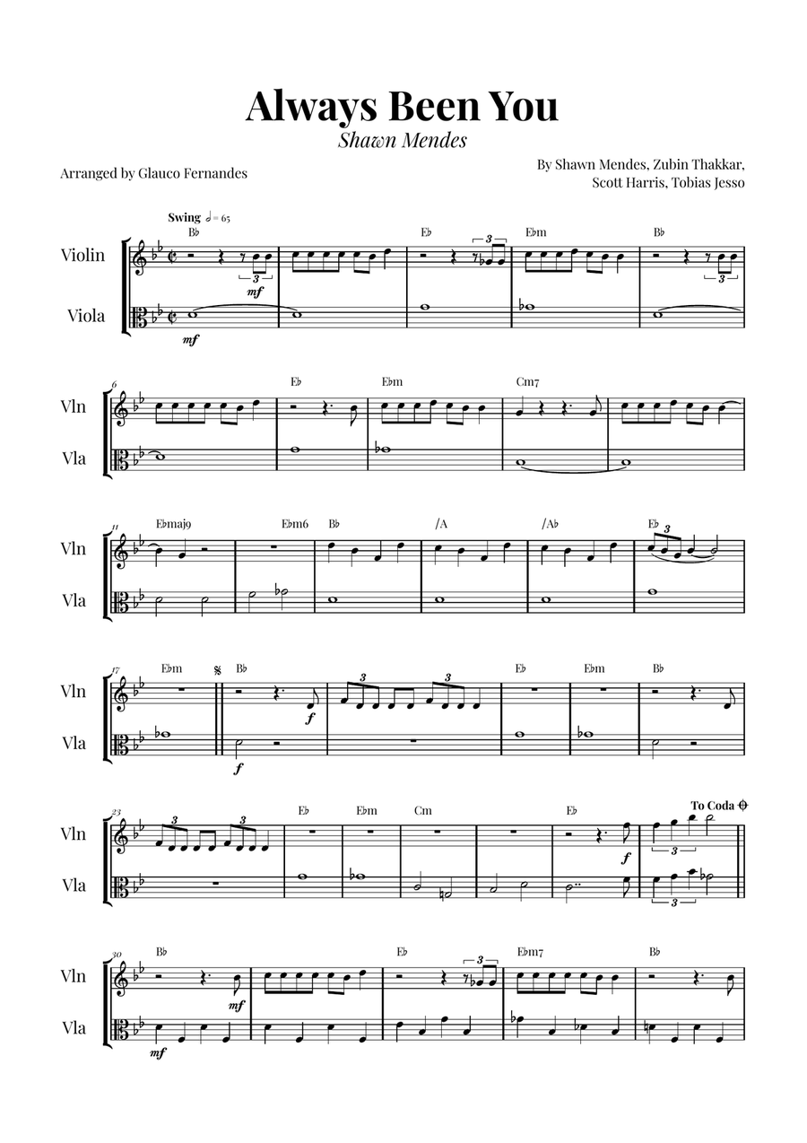 Always Been You String Duet scores gallery preview page 1