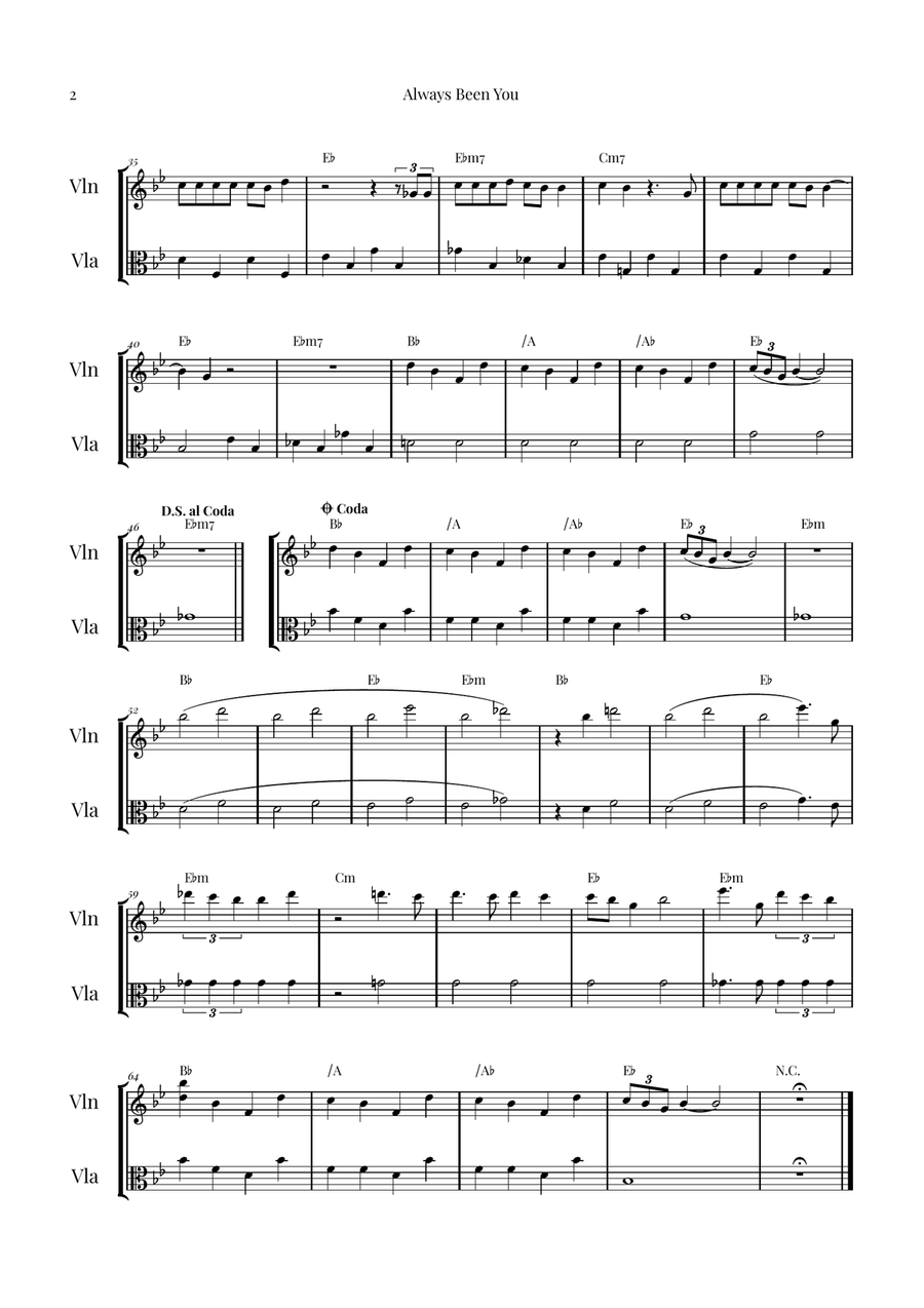 Always Been You String Duet scores gallery preview page 2