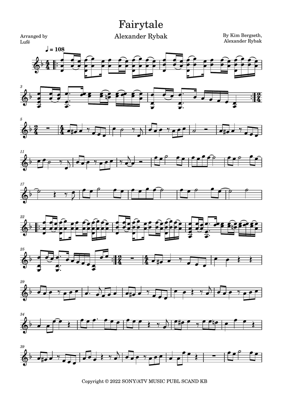 Fairytale Fairytale Violin Solo scores gallery preview page 1