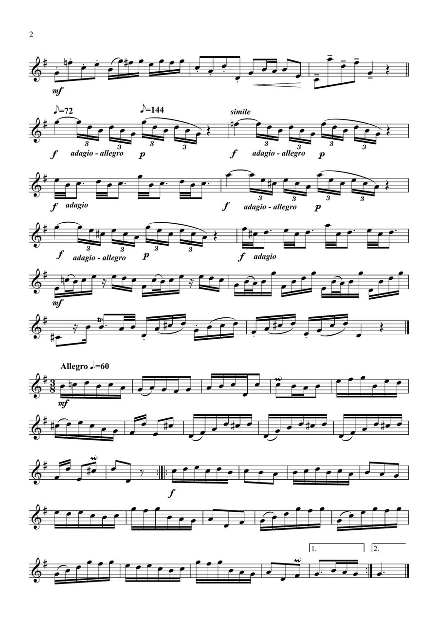 Telemann - 12 Fantasias for solo clarinet B-Flat Clarinet scores gallery preview page 2