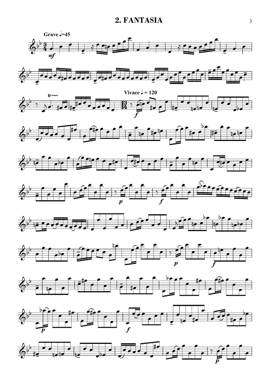 Telemann - 12 Fantasias for solo clarinet B-Flat Clarinet scores gallery preview page 3