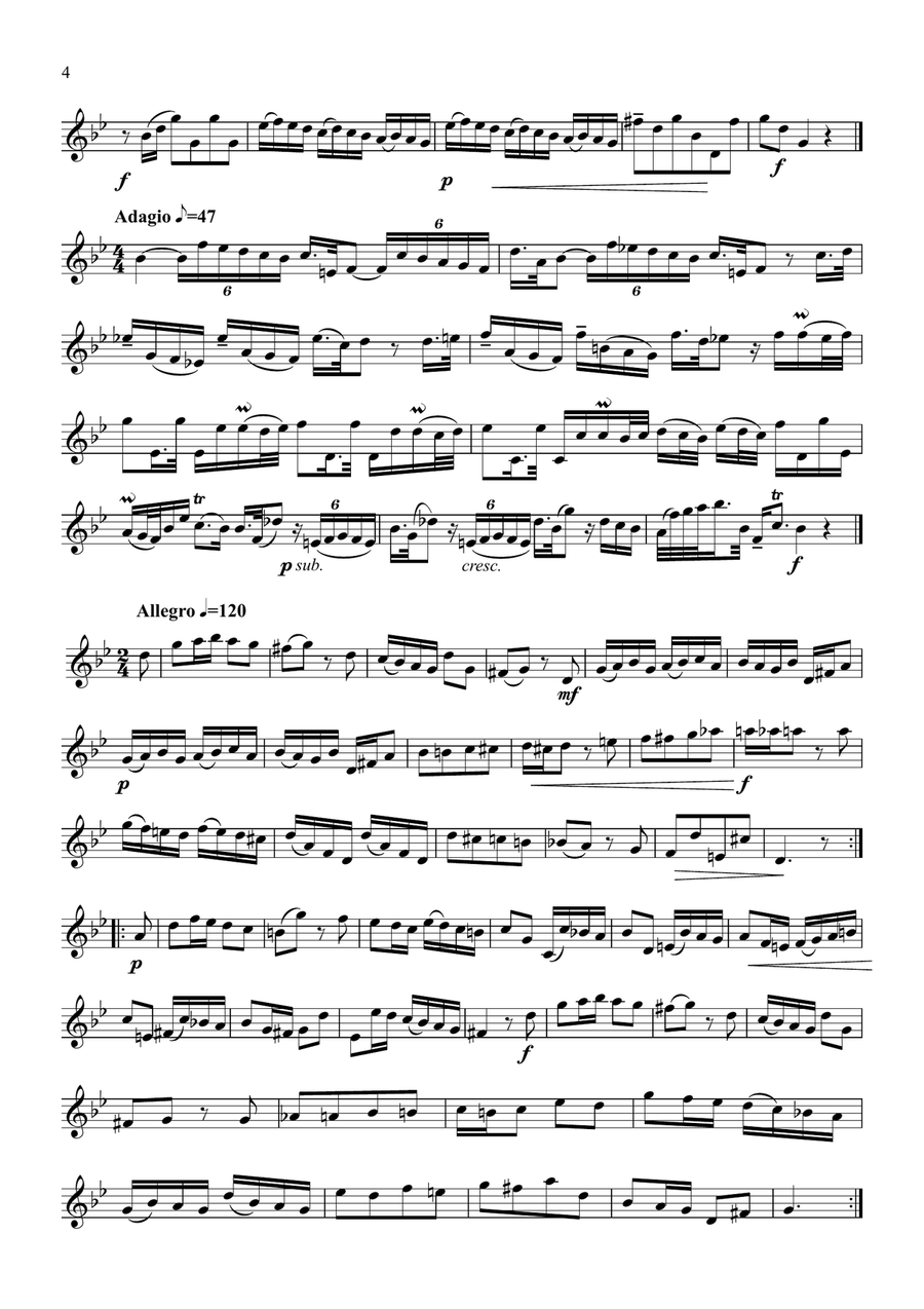 Telemann - 12 Fantasias for solo clarinet B-Flat Clarinet scores gallery preview page 4