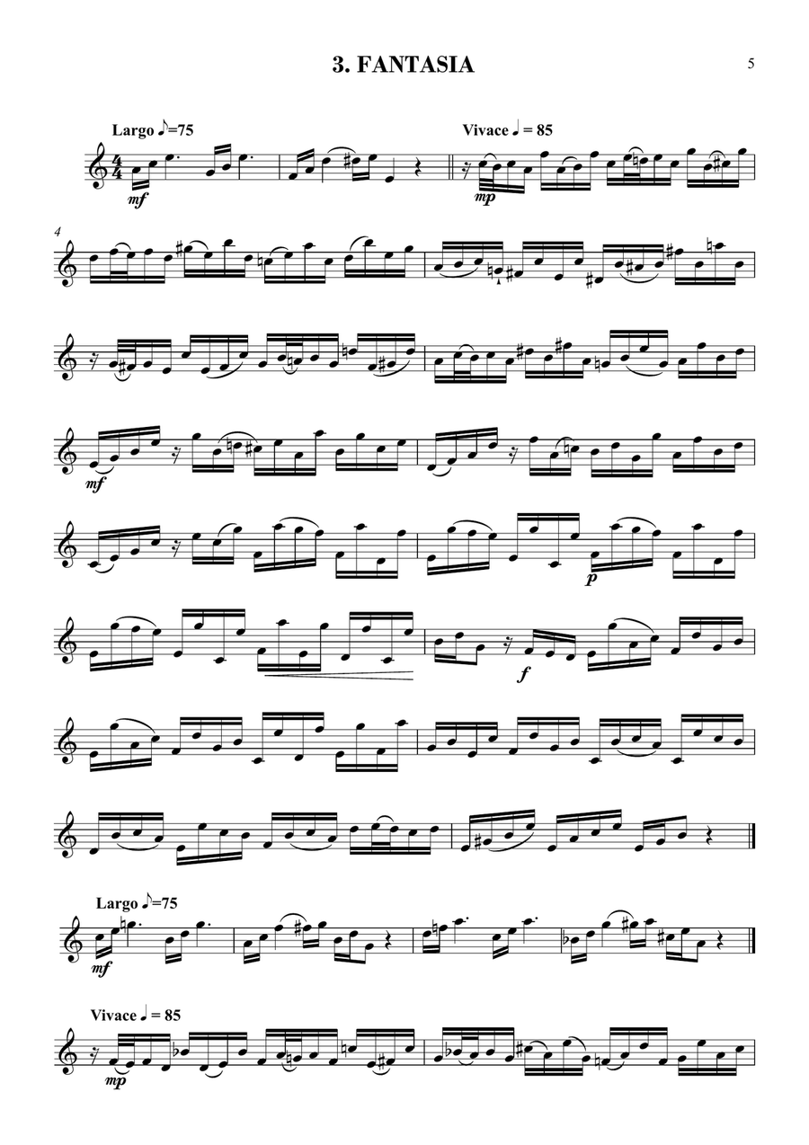 Telemann - 12 Fantasias for solo clarinet B-Flat Clarinet scores gallery preview page 5