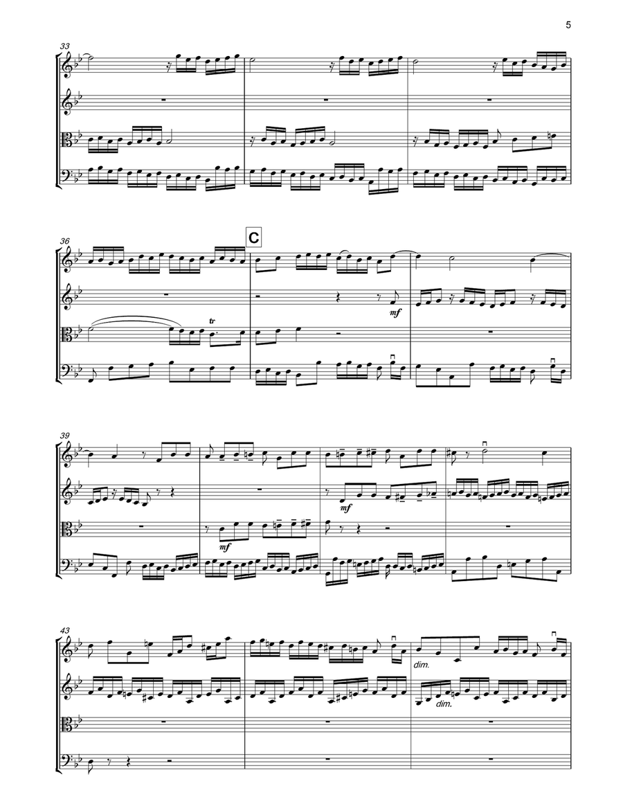 J.S.BACH Fugue in G minor BWV542 String Quartet scores gallery preview page 4