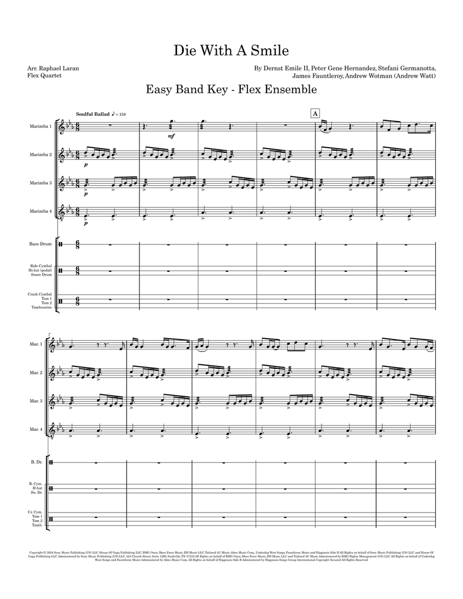 Die With A Smile Small Ensemble scores gallery preview page 1