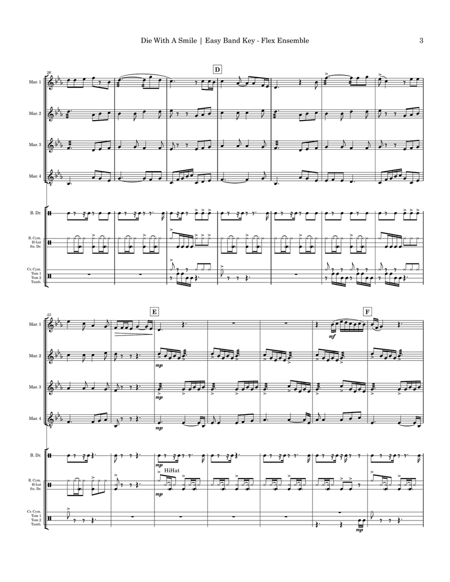 Die With A Smile Small Ensemble scores gallery preview page 3