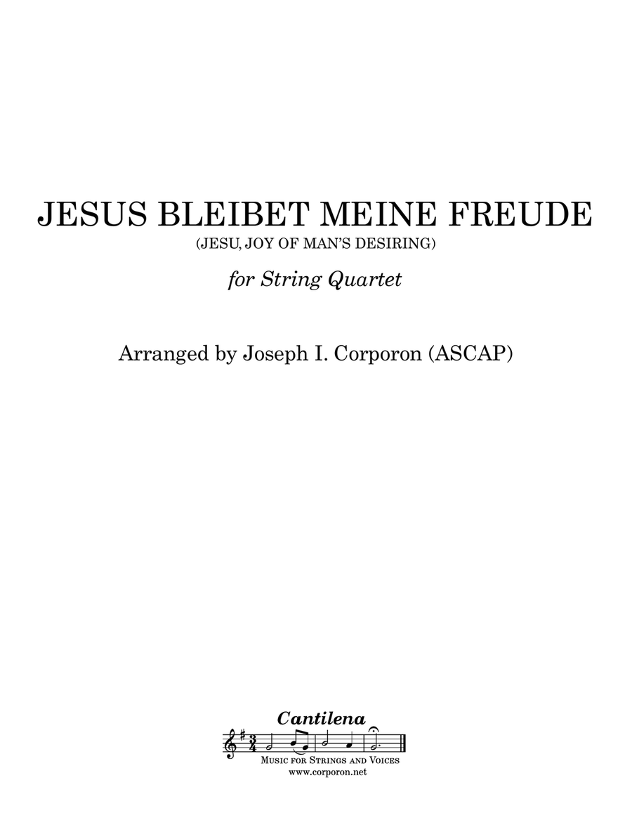 Jesus Bleibet Meine Freude for String Quartet (Jesu, Joy of Man's Desiring) String Quartet scores gallery preview page 1