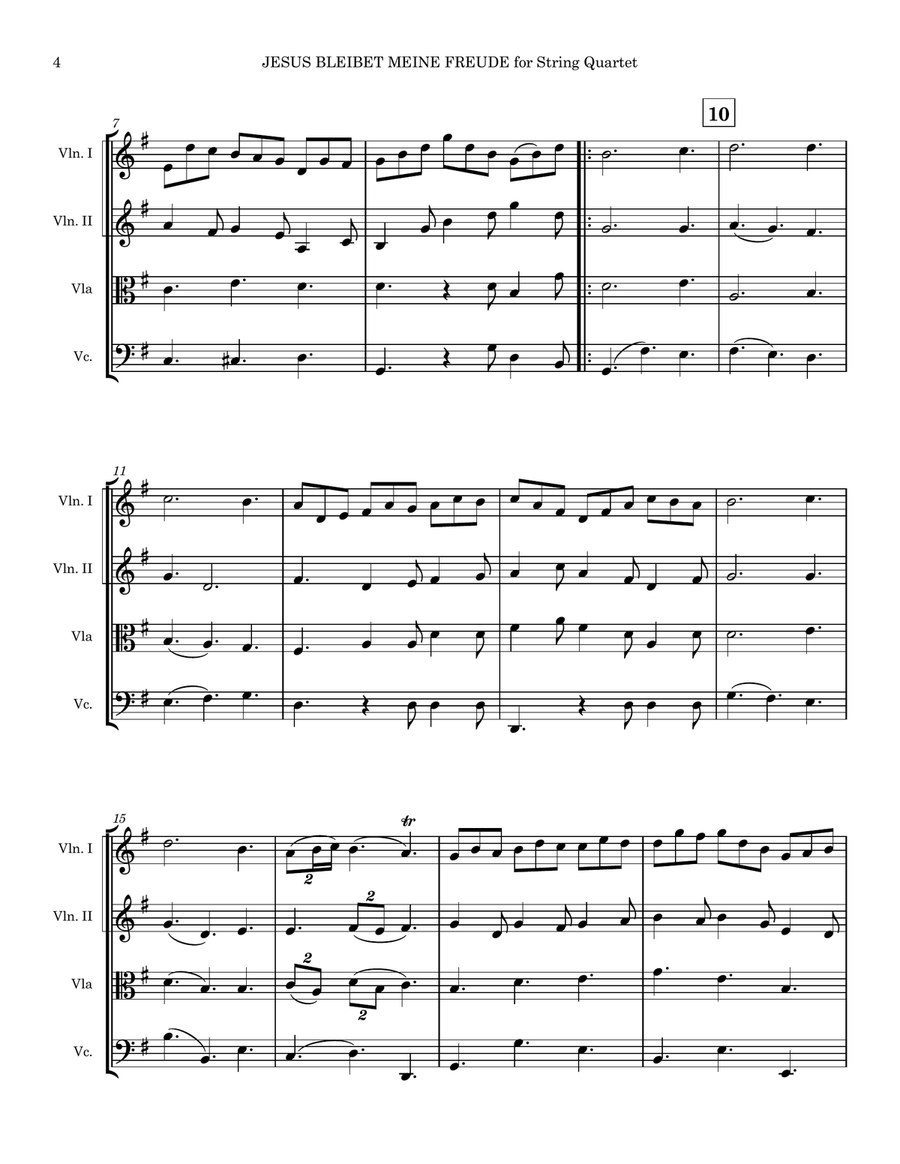 Jesus Bleibet Meine Freude for String Quartet (Jesu, Joy of Man's Desiring) String Quartet scores gallery preview page 4