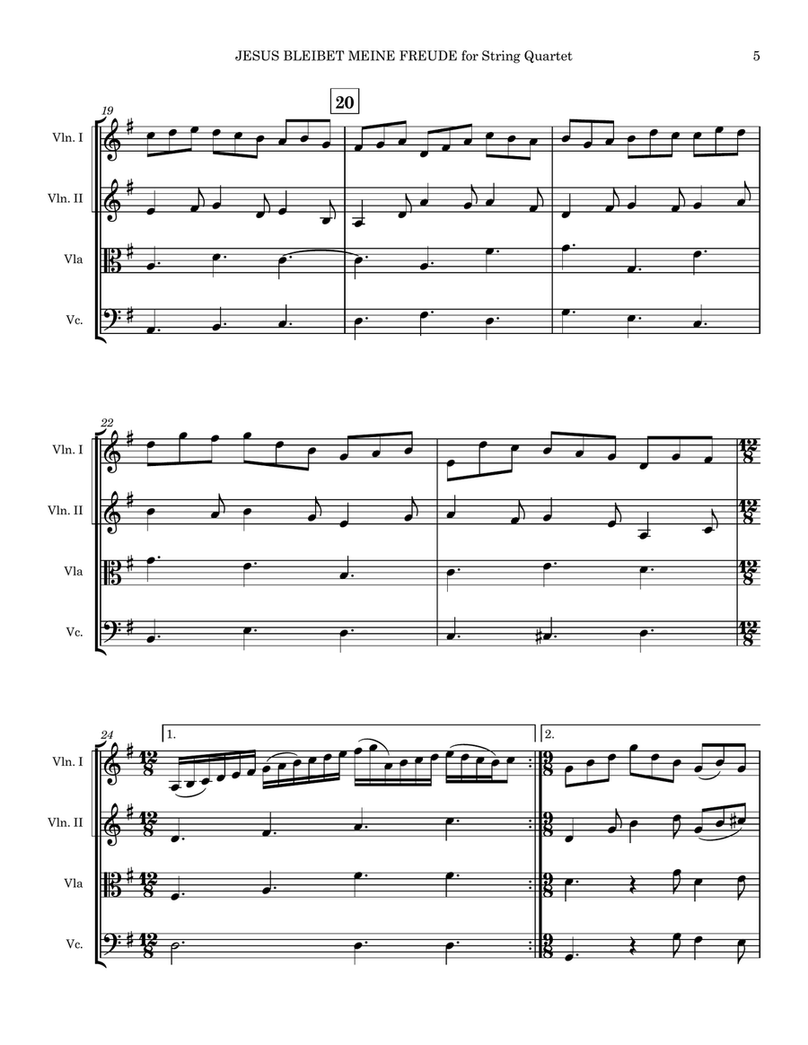 Jesus Bleibet Meine Freude for String Quartet (Jesu, Joy of Man's Desiring) String Quartet scores gallery preview page 5