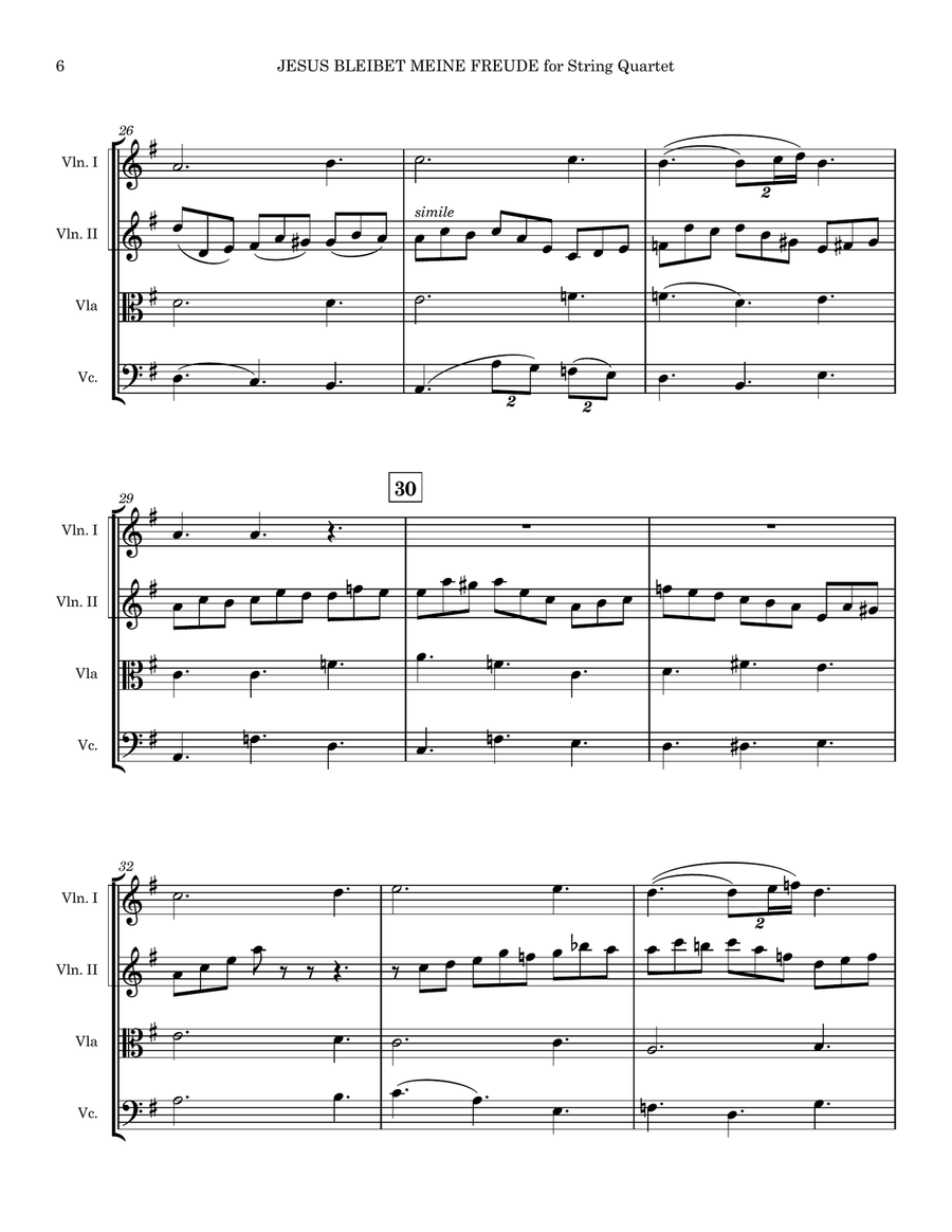 Jesus Bleibet Meine Freude for String Quartet (Jesu, Joy of Man's Desiring) String Quartet scores gallery preview page 6