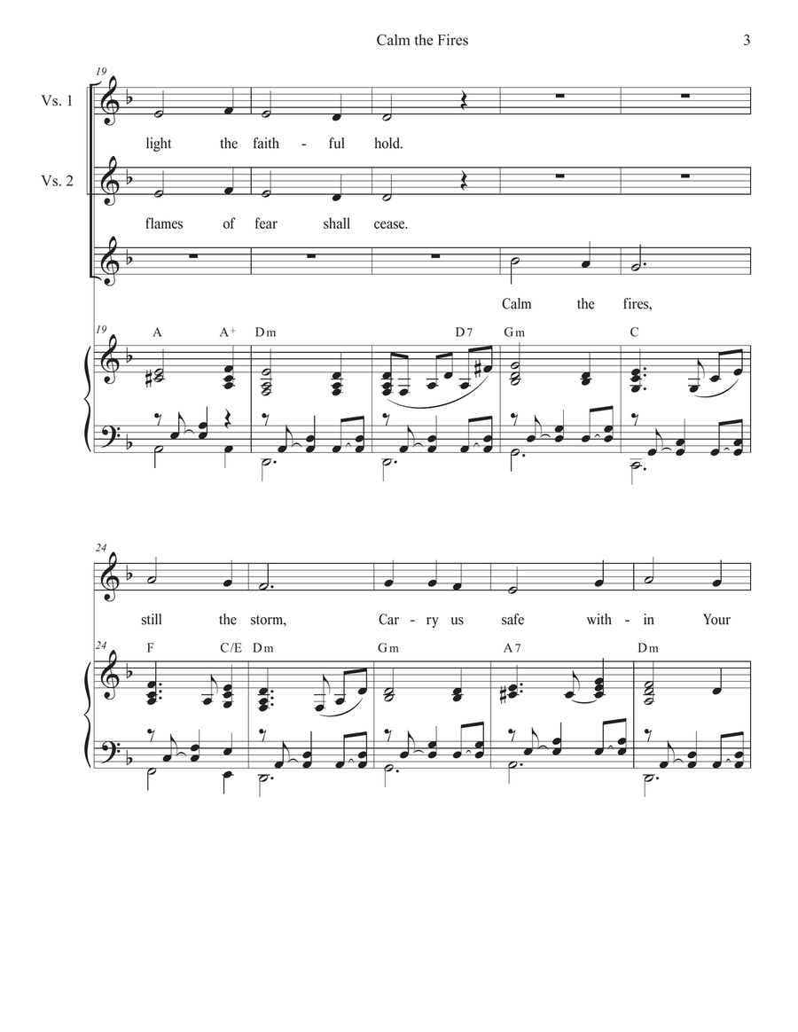 Calm the Fires (Unison choir) Unison Choir scores gallery preview page 3