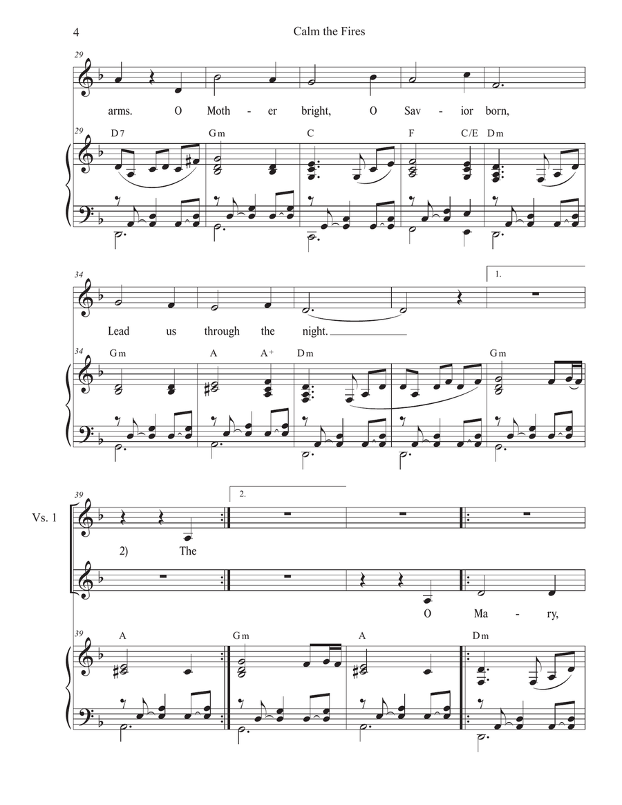 Calm the Fires (Unison choir) Unison Choir scores gallery preview page 4