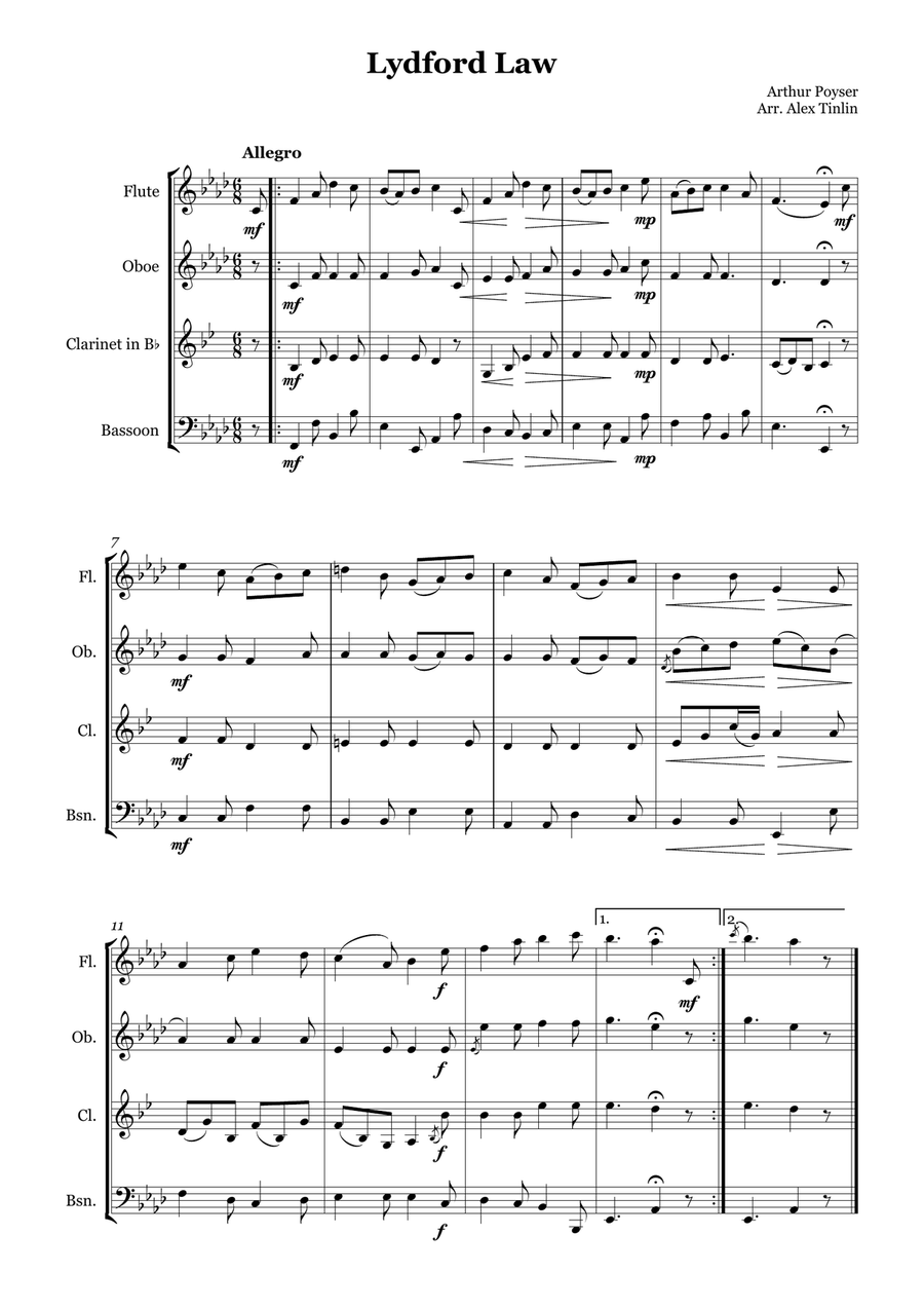 Lydford Law Lydford Law Woodwind Quartet scores gallery preview page 2