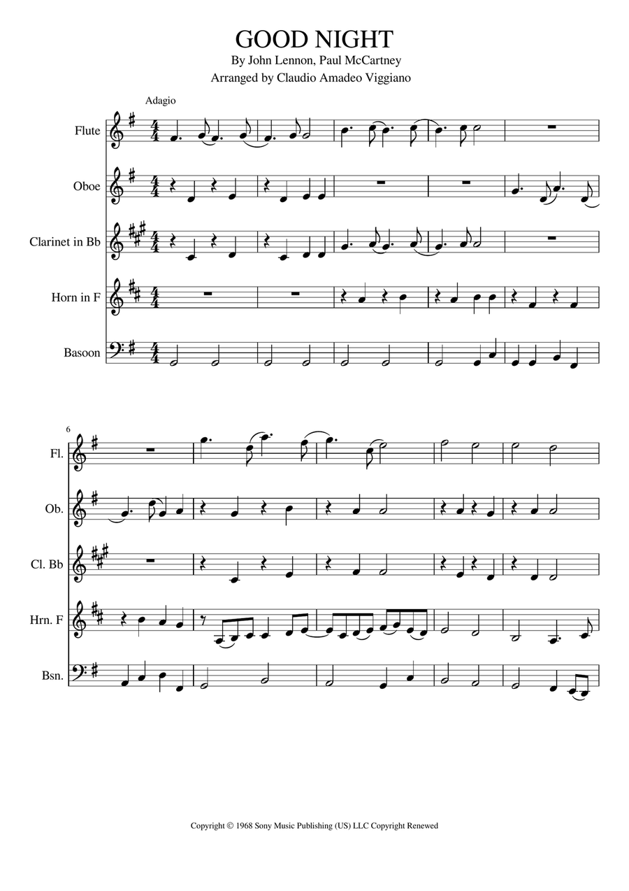 Good Night Woodwind Quintet scores gallery preview page 2