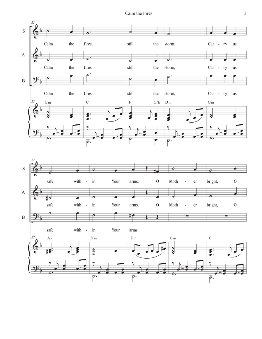 Calm the Fires (SAB) Calm the Fires (SAB) 3-Part scores gallery preview page 3
