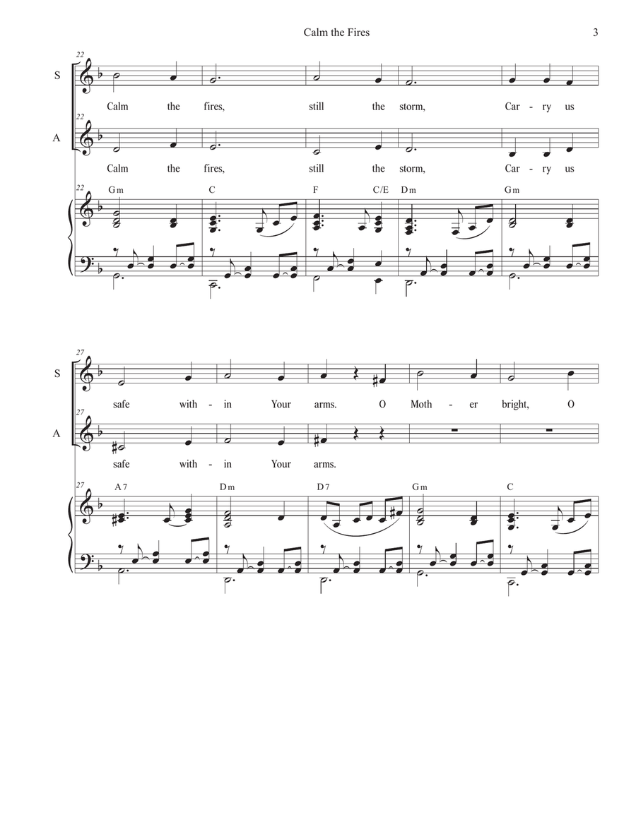 Calm the Fires (2-part choir - (SA) SA scores gallery preview page 3