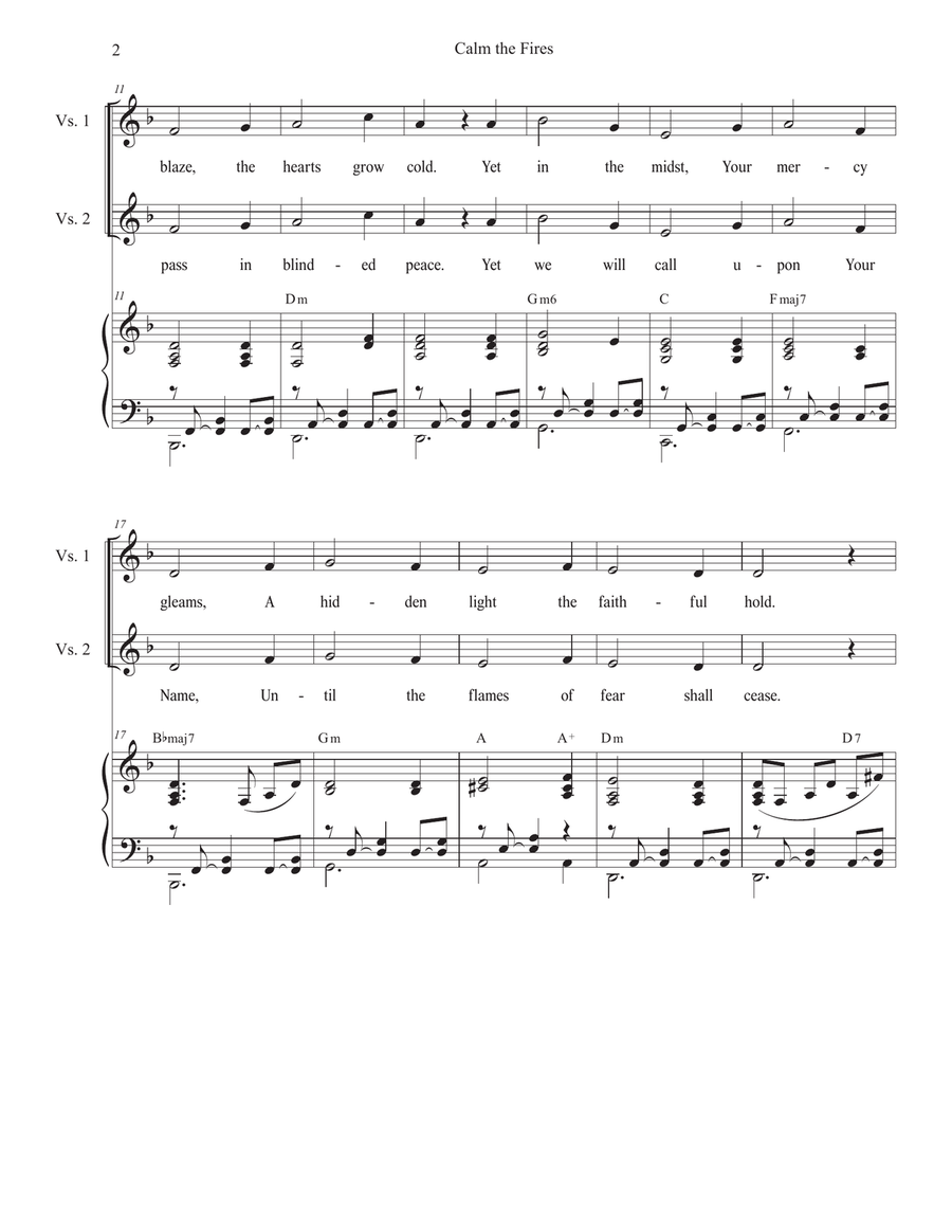 Calm the Fires (Duet for Soprano and Tenor solo) Tenor Voice scores gallery preview page 2